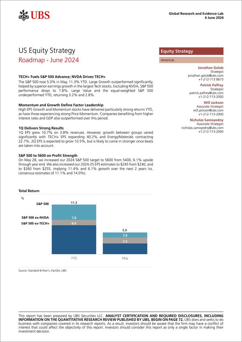 《UBS Equities-US Equity Strategy _Roadmap - June 2024_ Golub-108551436》 - 第1页预览图