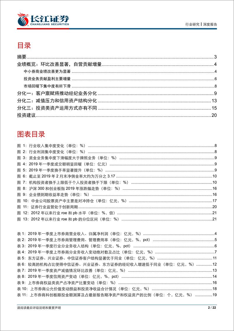 《证券行业深度报告：投资推动盈利改善，行业分化下β中寻α-20190505-长江证券-22页》 - 第3页预览图