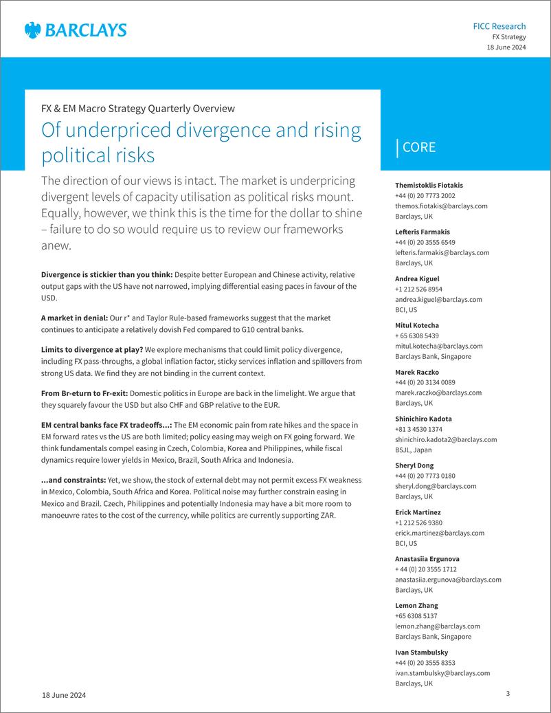 《Barclays_FX_EM_Macro_Strategy_Quarterly_Outlook_Of_underpriced_divergence_and_rising_political_risks》 - 第3页预览图