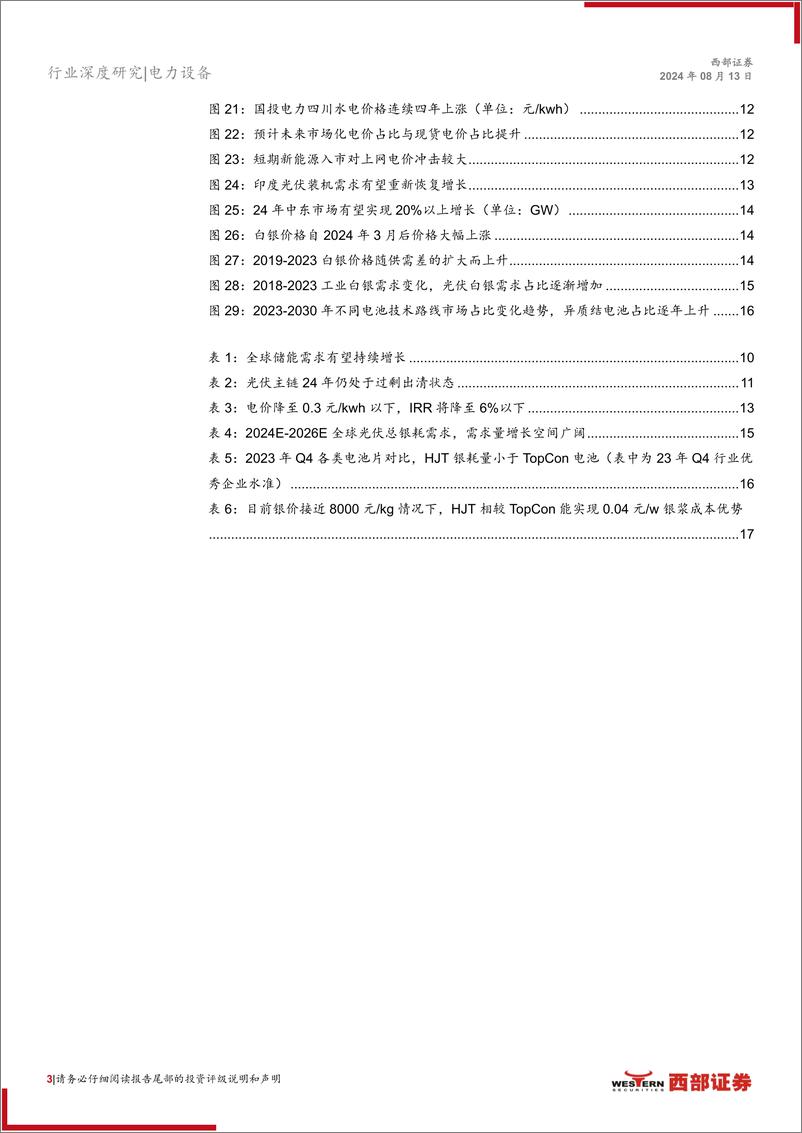 《光伏行业24年中期策略报告：光储需求临触底修复，关注新技术迭代机会-240813-西部证券-20页》 - 第3页预览图