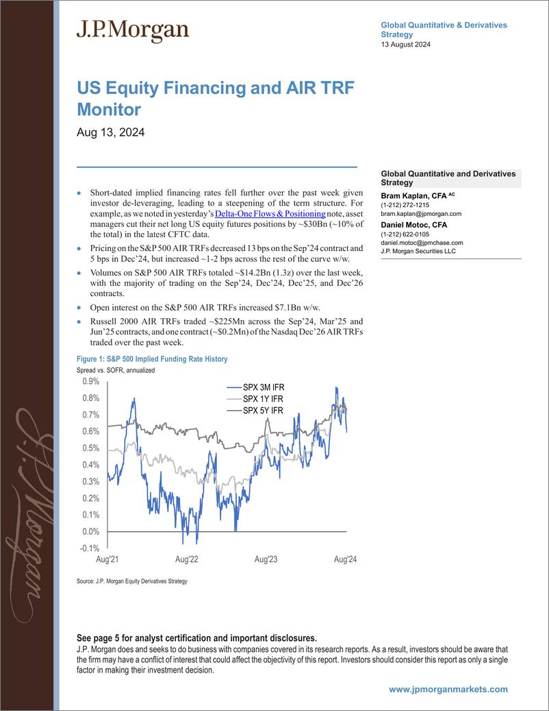 《JPMorgan-US Equity Financing and AIR TRF Monitor Aug 13, 2024-109835599》 - 第1页预览图