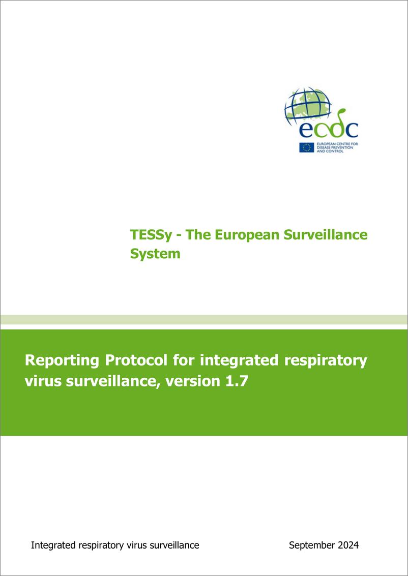 《欧洲疾控中心_2024年综合呼吸道病毒监测报告协议1.7版_英文版_》 - 第1页预览图