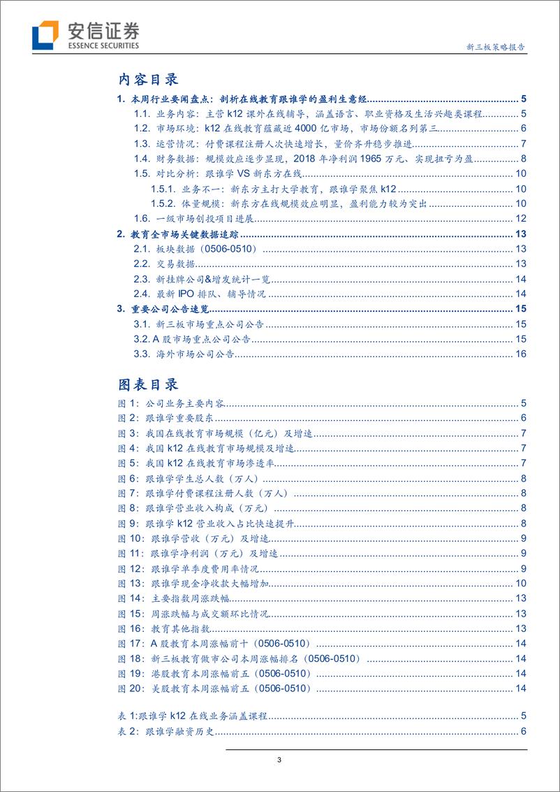 《全市场教育行业策略报告：剖析在线教育跟谁学的盈利生意经-20190515-安信证券-18页》 - 第4页预览图