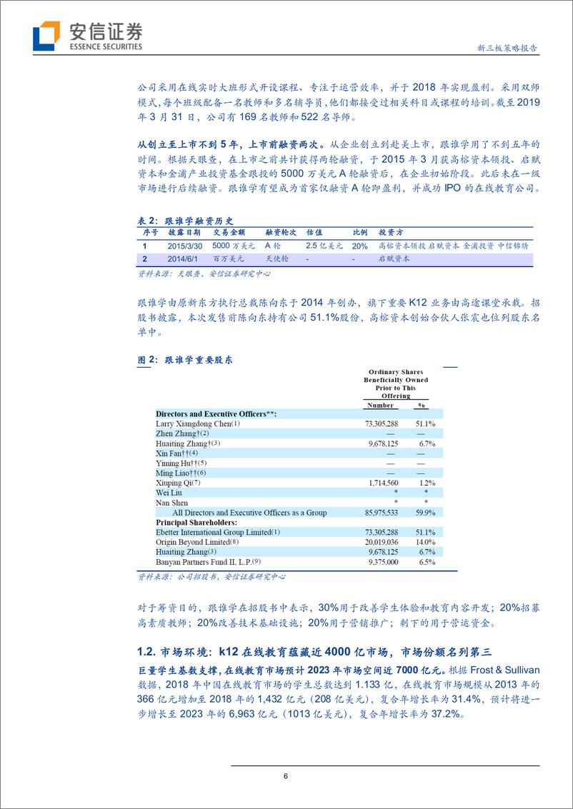 《全市场教育行业策略报告：剖析在线教育跟谁学的盈利生意经-20190515-安信证券-18页》 - 第7页预览图