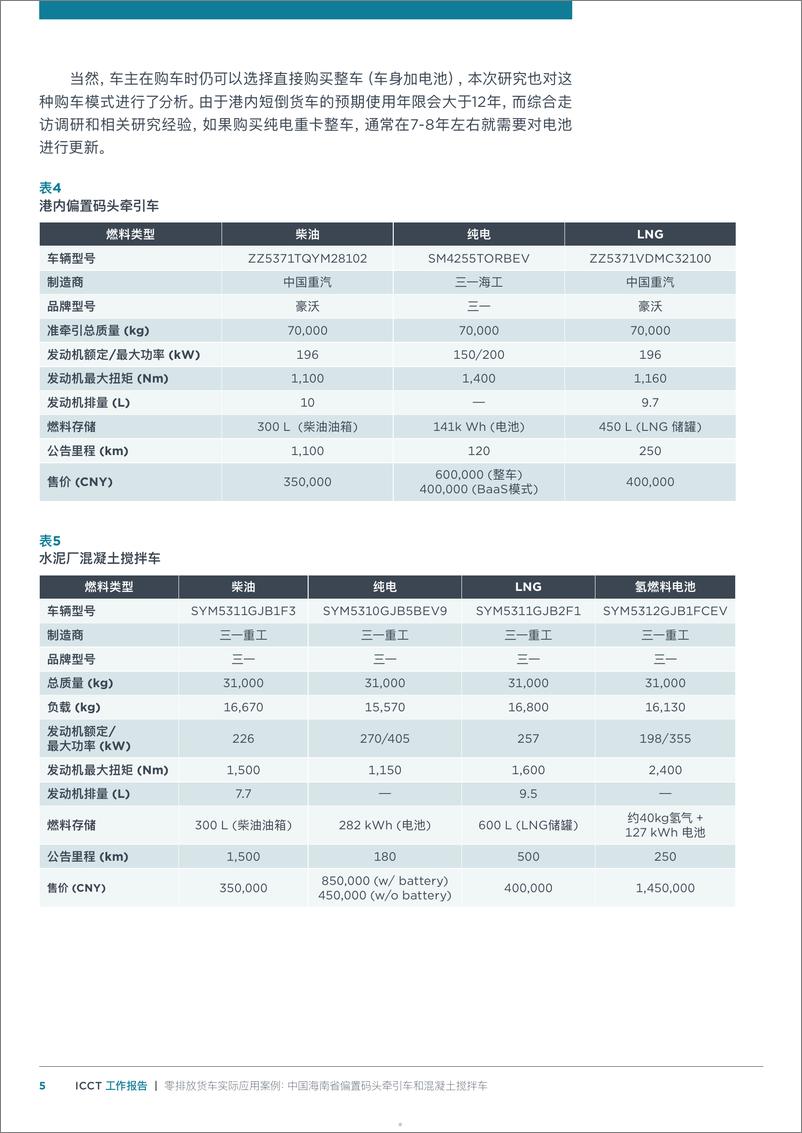 《零排放货车实际应用案例：中国海南省偏＋置码头牵引车和混凝土搅拌车-12页》 - 第5页预览图