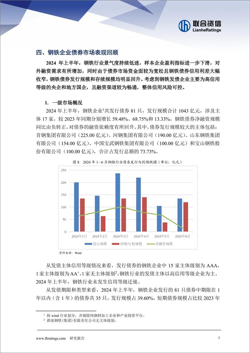 《2024年上半年钢铁行业信用风险总结与展望》 - 第7页预览图