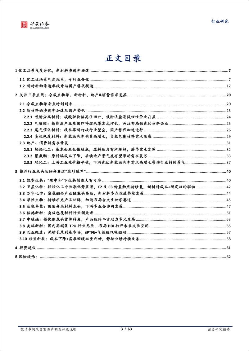 《化工行业2023年投资策略：景气度分化，新赛道崛起-20221213-华安证券-63页》 - 第4页预览图