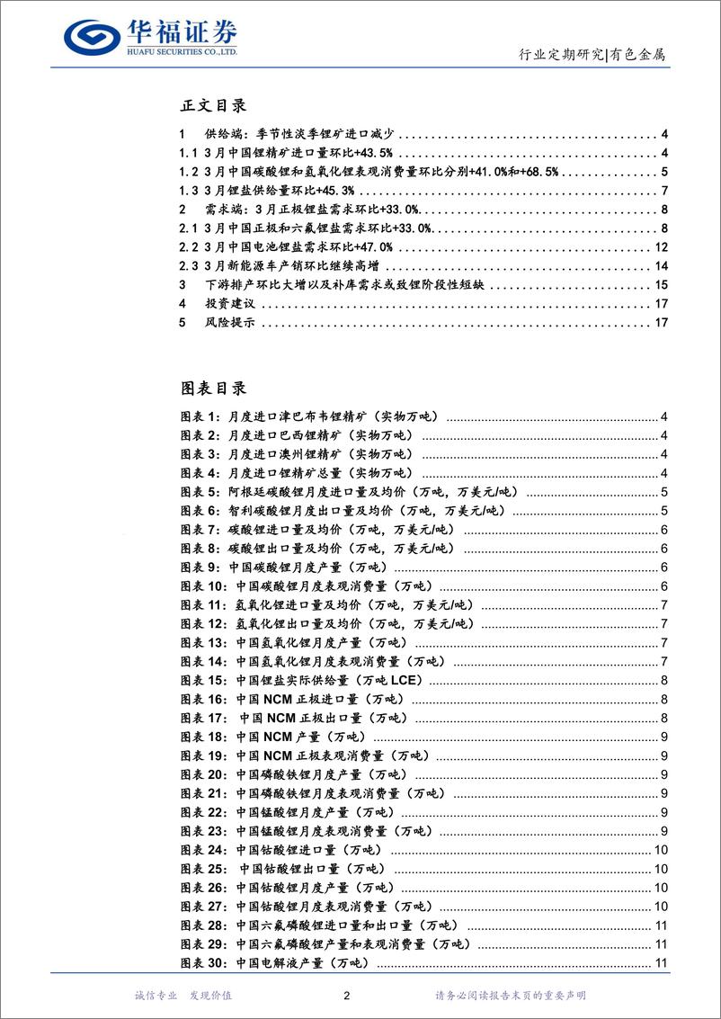 《有色金属行业锂产业链月度追踪：3月排产大增以及补库需求或致供小于需，供给增速大于需求增速锂价或将趋弱-240427-华福证券-18页》 - 第2页预览图