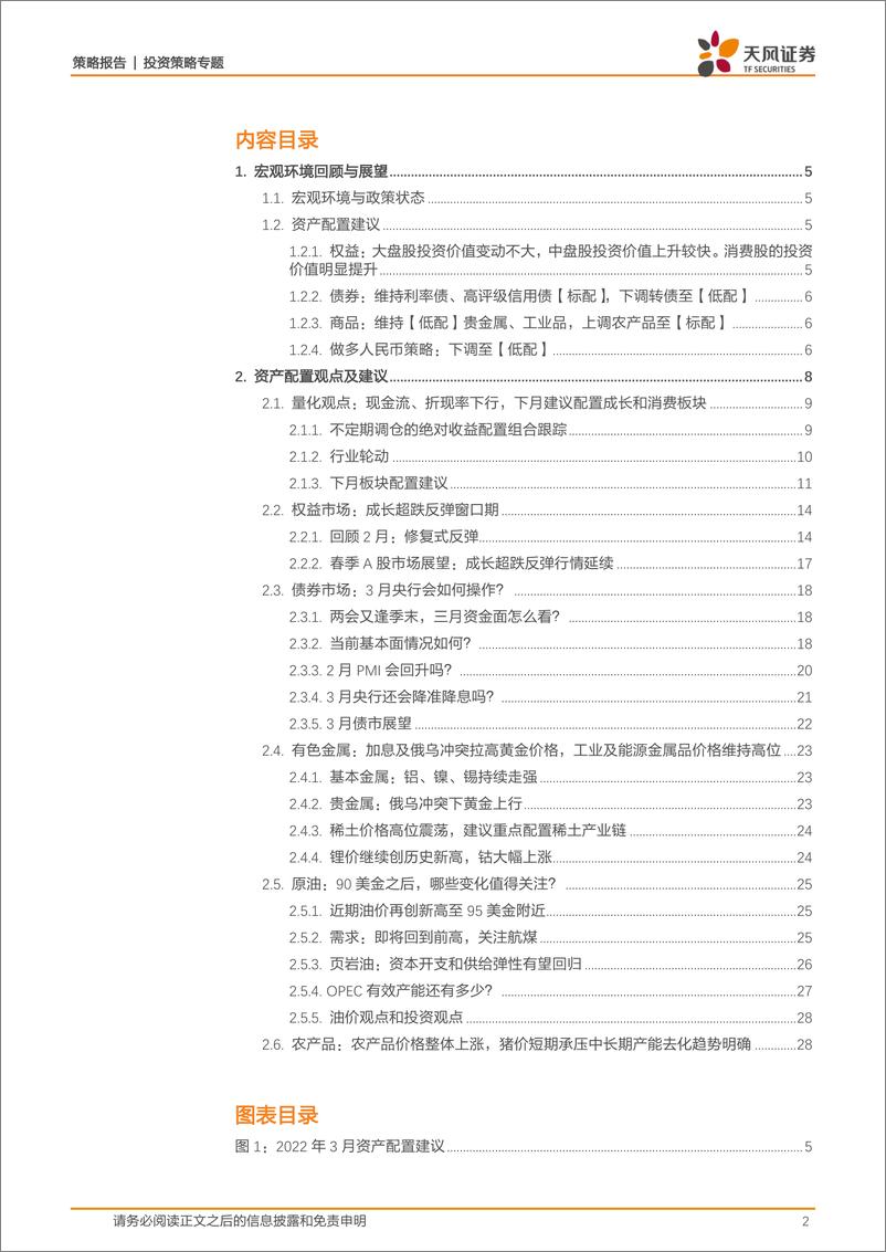 《3月资产配置策略：社融放量、美债趋稳，布局一季报-20220302-天风证券-30页》 - 第3页预览图