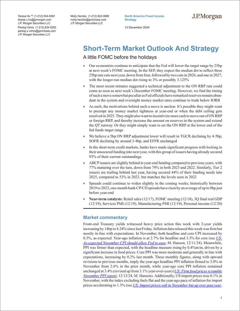 《JPMorgan Econ  FI-Short-Term Market Outlook And Strategy A little FOMC before ...-112203448》 - 第1页预览图