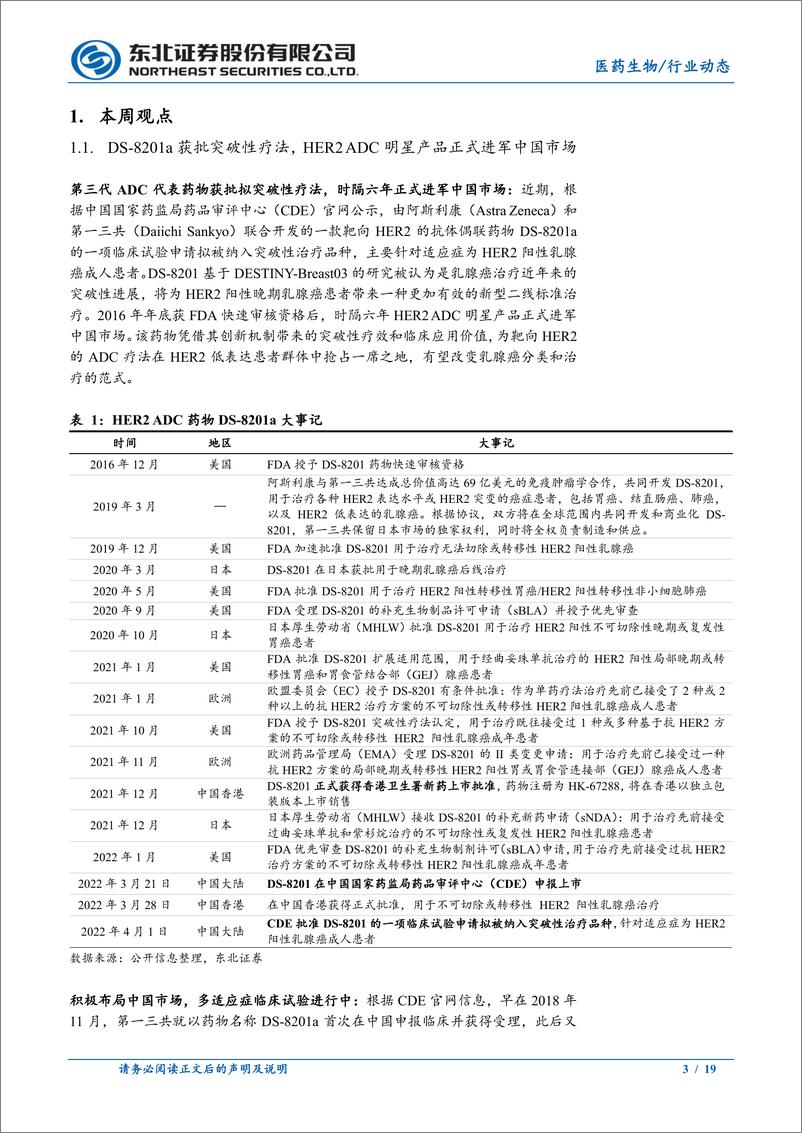 《医药生物行业动态报告：ADC明星产品进军中国市场，国内市场规模初步显现-20220411-东北证券-19页》 - 第4页预览图