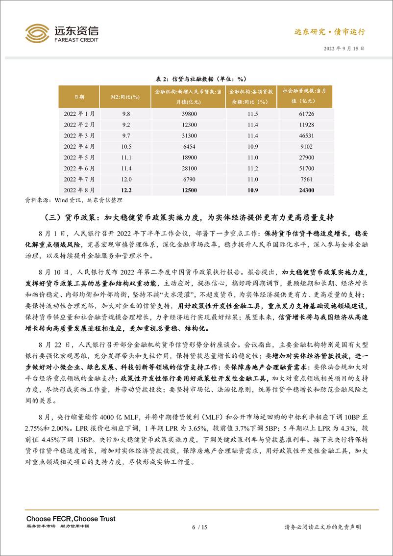 《2022年8月利率债市场运行报告：降息落地，十年期国债收益率续降-20220915-远东资信-17页》 - 第8页预览图