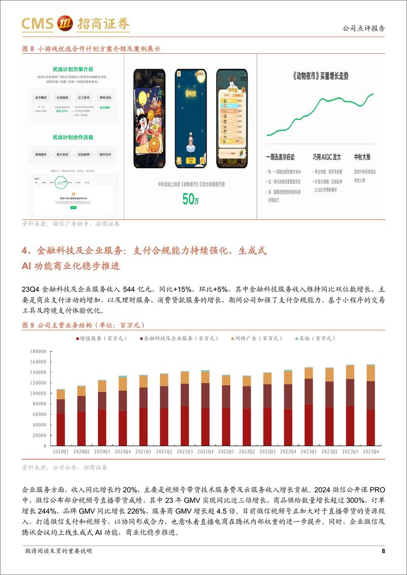 《腾讯控股(00700.HK)利润端增速超预期，视频号及AI商业化进展值得期待-240326-招商证券-14页》 - 第8页预览图