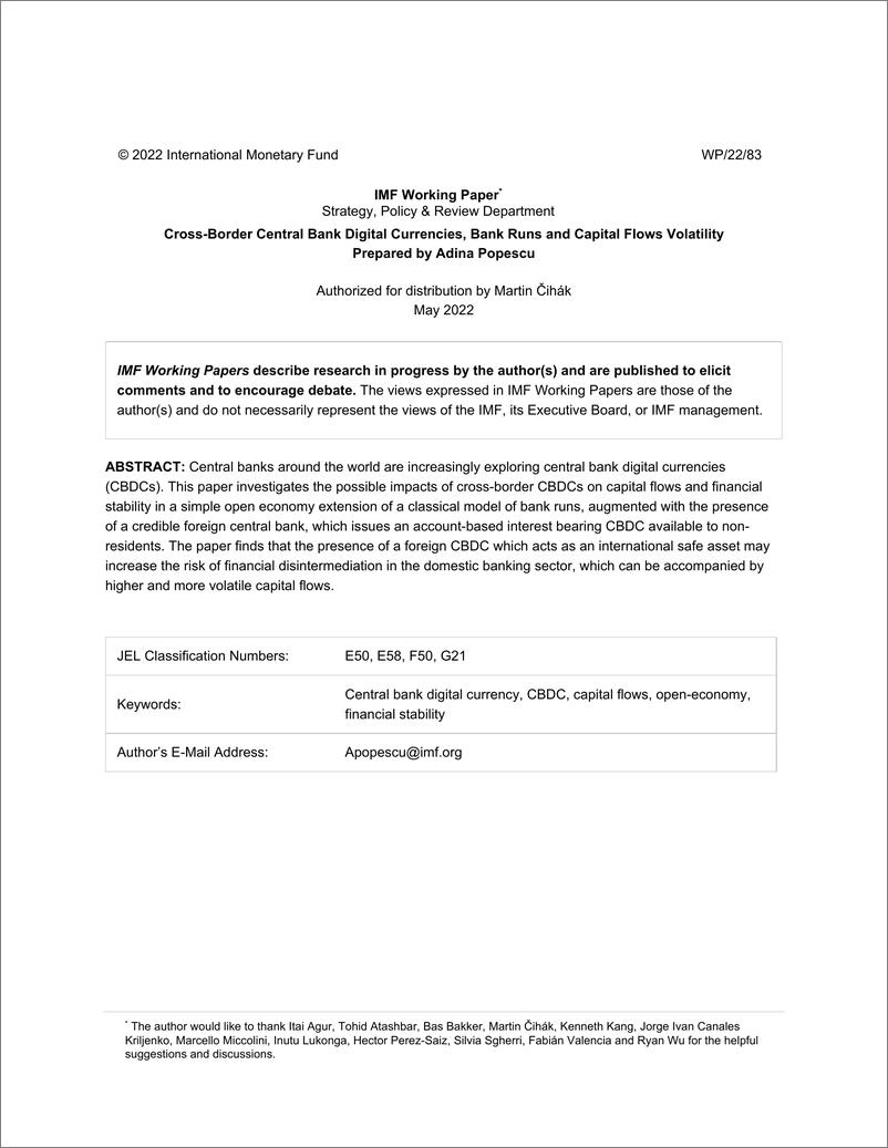 《IMF-跨境中央银行数字货币、银行挤兑和资本流动波动（英）-2022.5-43页》 - 第3页预览图