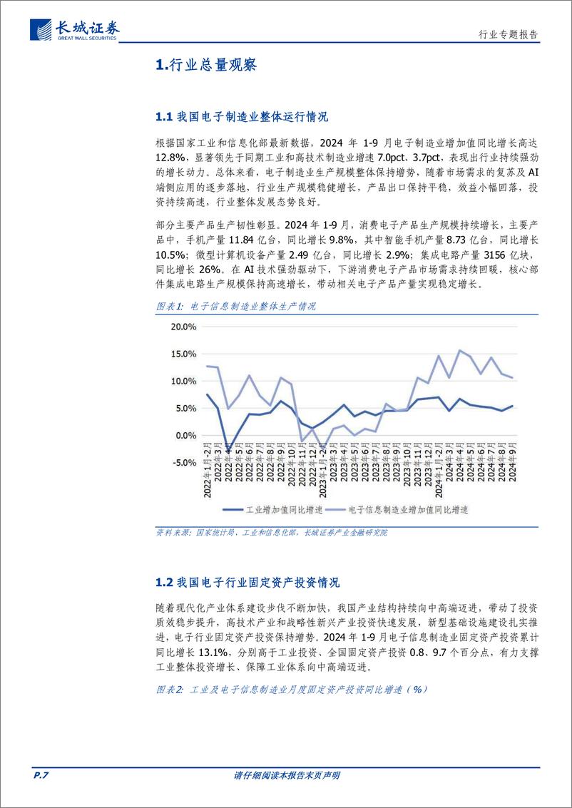 《电子行业2024年三季报总结：看好需求持续复苏，AI推动半导体先进制程发展-241115-长城证券-40页》 - 第7页预览图