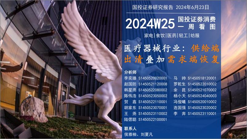 《国投证券-消费一周看图2024W25：医疗器械行业：供给端出清叠加需求端恢复》 - 第1页预览图