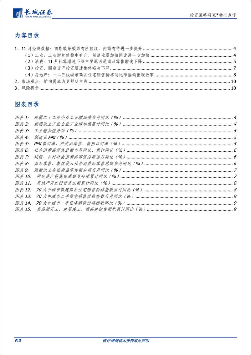 《11月经济数据点评：博弈政策落地，内需有待进一步提升-241216-长城证券-11页》 - 第3页预览图