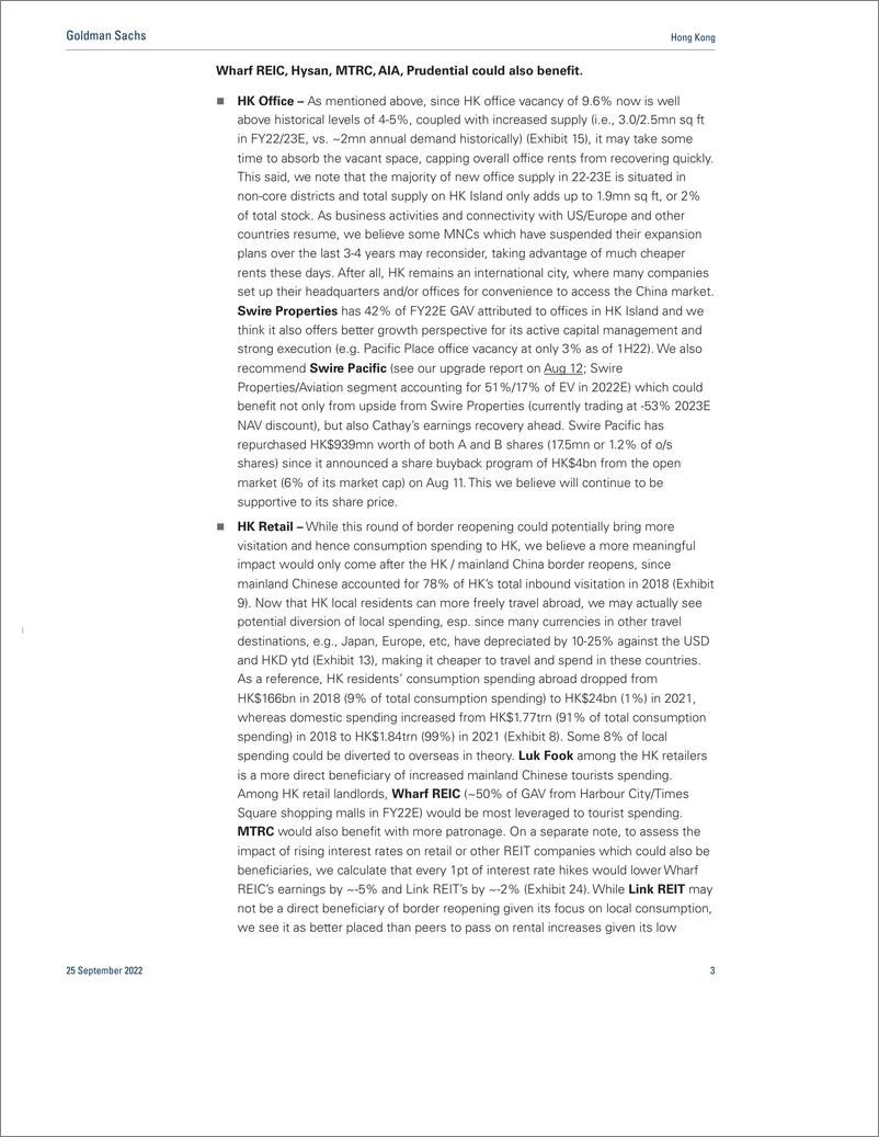 《Hong Kon International border reopening. Review of sector exposure. Prefer Swire PacifiSwire Prop in initial stage(1)》 - 第4页预览图