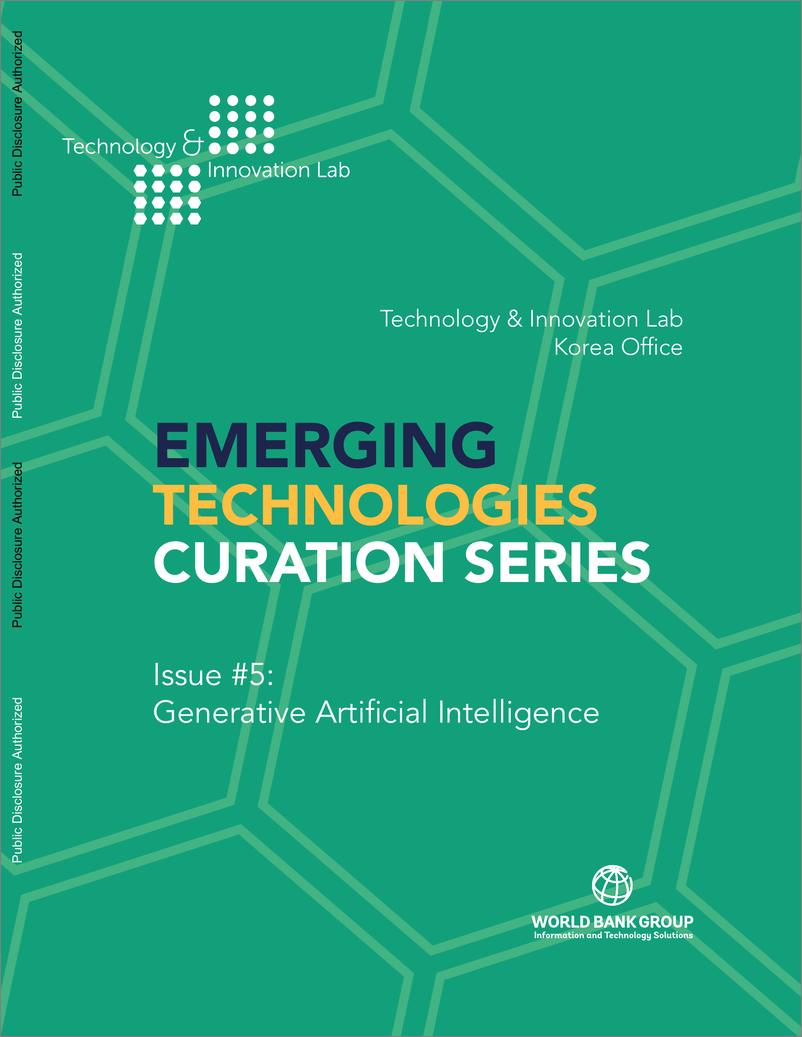 《2023-10-12-新兴技术策展系列5-生成型人工智能（英文版）-世界银行组织》 - 第1页预览图
