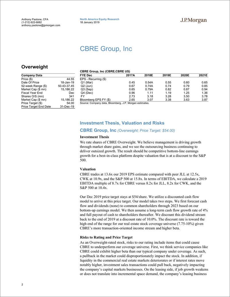 《J.P. 摩根-美股-房地产行业-房地产服务业：模型更新，估值未变-2019.1.18-22页》 - 第3页预览图