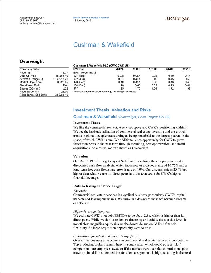 《J.P. 摩根-美股-房地产行业-房地产服务业：模型更新，估值未变-2019.1.18-22页》 - 第6页预览图