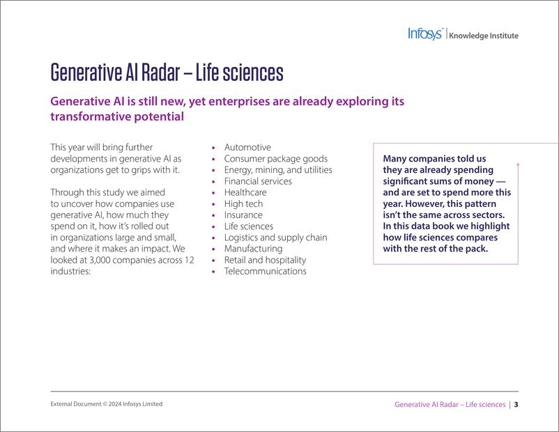 《印孚瑟斯（Infosys）：2024生成人工智能雷达报告-生命科学（英文版）》 - 第2页预览图