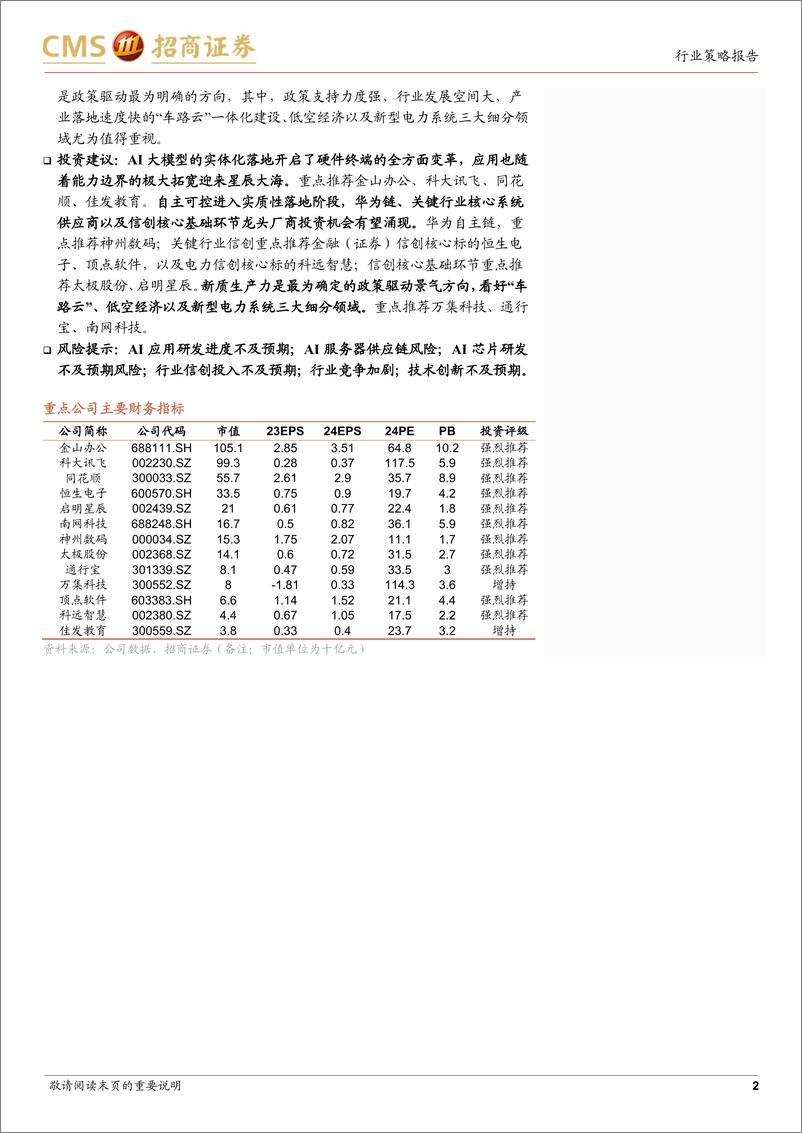 《计算机行业2024年中期投资策略：AI聚焦落地，政策驱动为景气主基调-240701-招商证券-60页》 - 第2页预览图