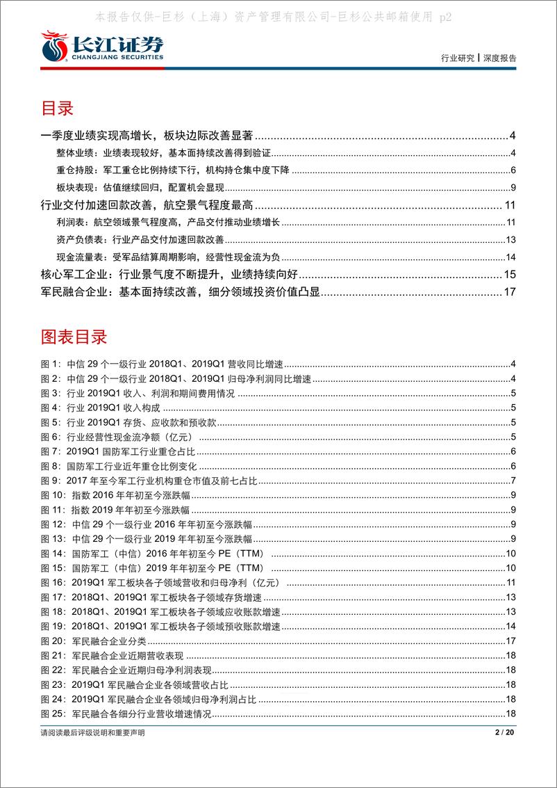 《军工行业2019年一季报综述：行业景气向上，航空确定性最强-20190509-长江证券-20页》 - 第3页预览图