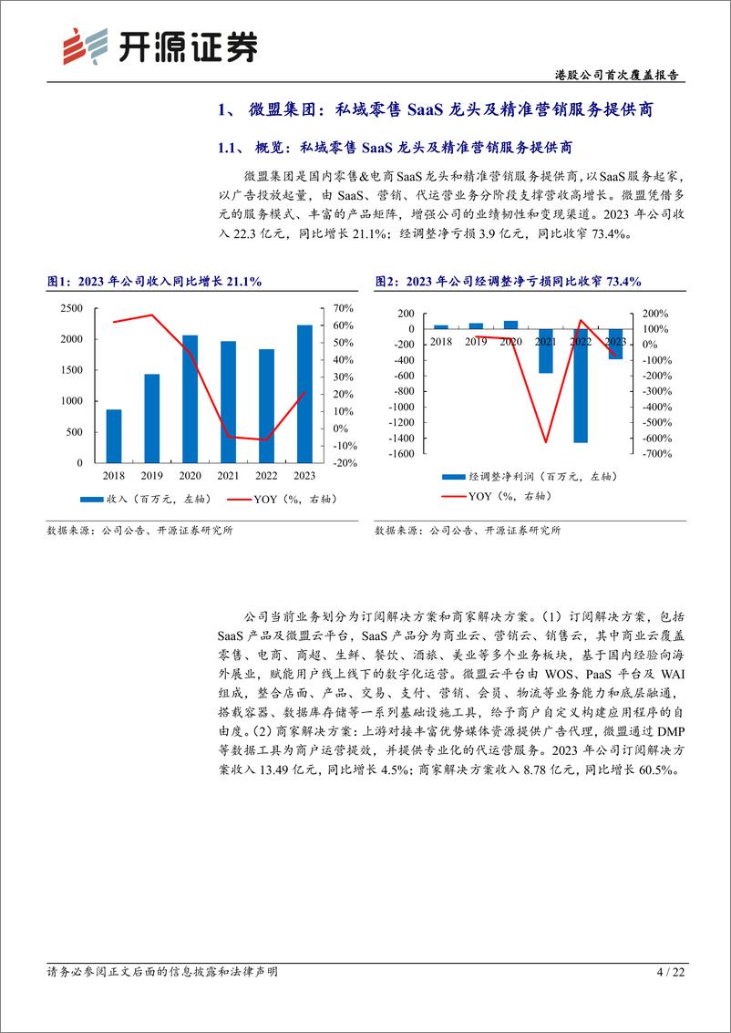 《开源证券-微盟集团-2013.HK-港股公司首次覆盖报告：SaaS大客化驱动增长，广告受益视频号红利》 - 第4页预览图