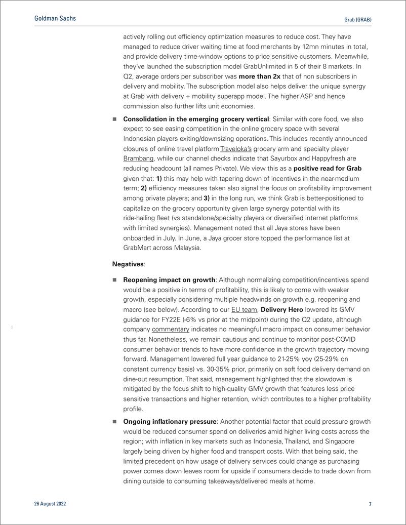 《Grab (GRAB 2Q22 Earnings Revie Strong bottom-line improvement but cautious GMV outlook; Buy(1)》 - 第8页预览图