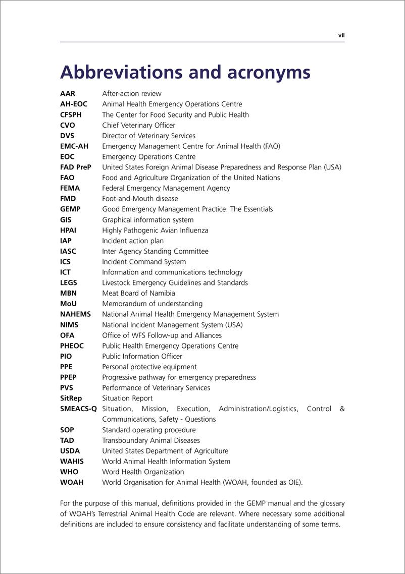 《动物卫生应急行动管理手册》英-91页 - 第8页预览图