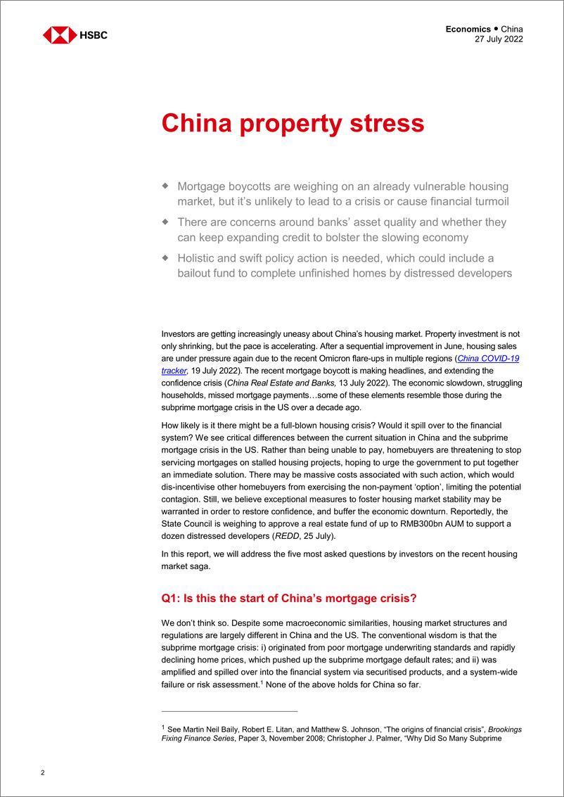 《HSBC-China’s property stumble Why it’s different from the subprime mortgage crisis》 - 第3页预览图