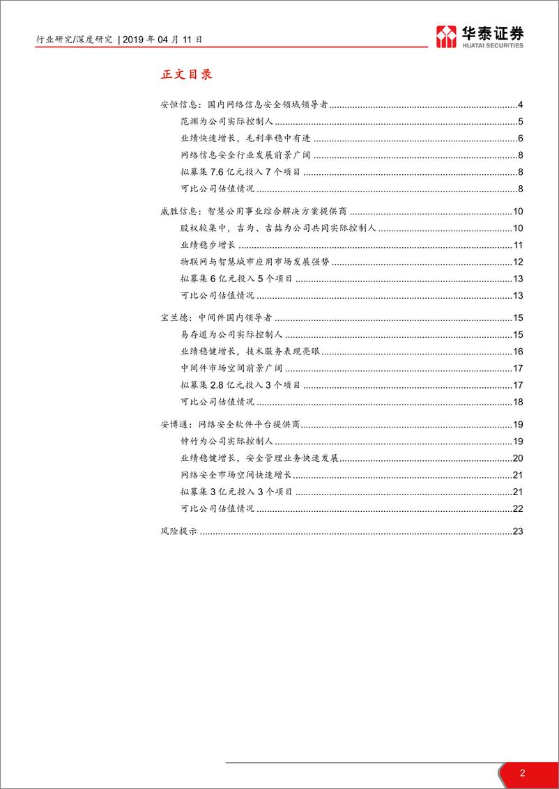 《计算机软硬件行业科创投资手册系列：安恒信息、威胜信息、宝兰德、安博通-20190411-华泰证券-24页》 - 第3页预览图