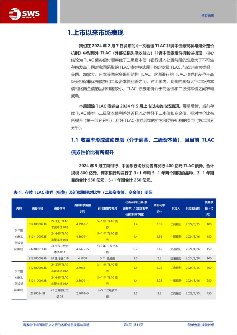 《金融债定价机制系列报告之四-TLAC债券定价实践与当前投资价值分析：性价比提升，交易价值凸显-240802-申万宏源-11页》 - 第4页预览图