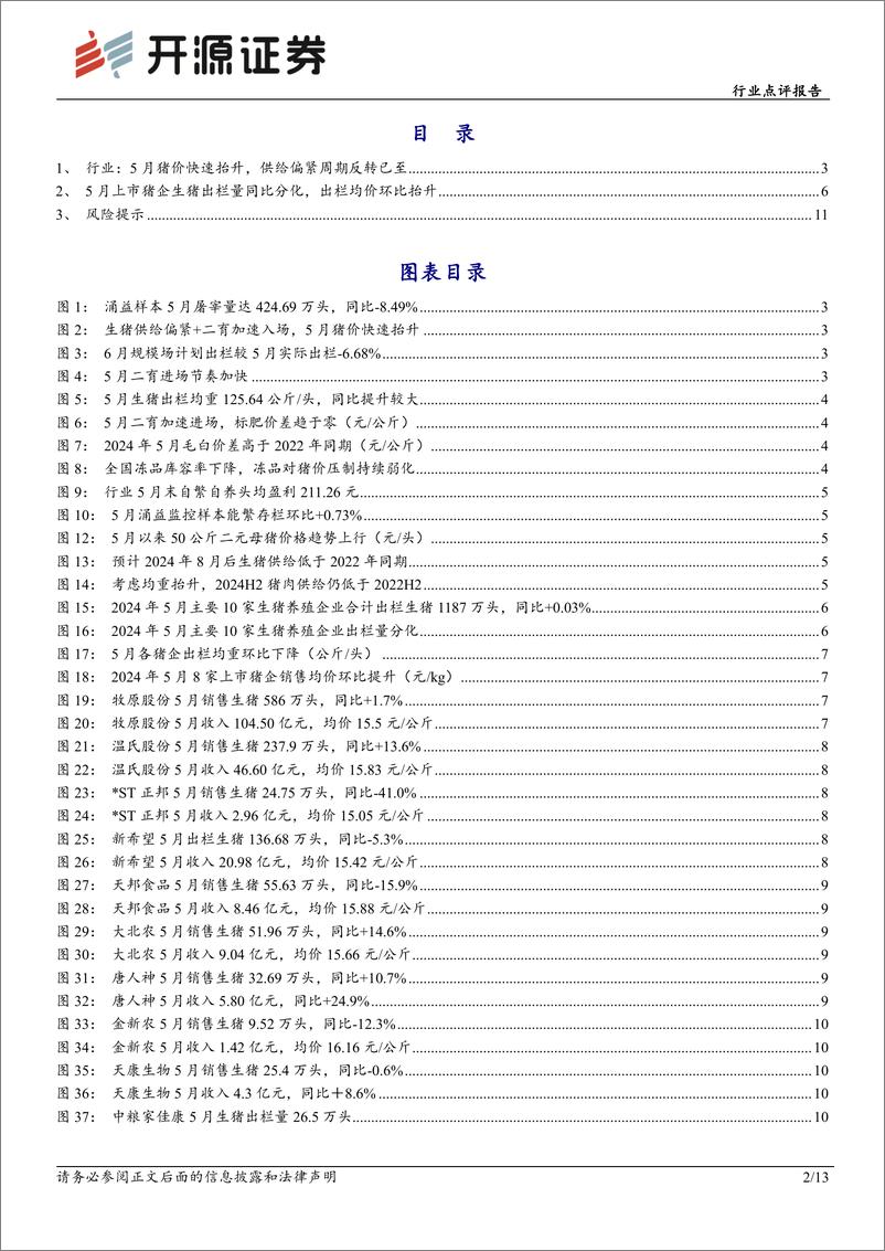 《农林牧渔行业点评报告：5月猪价快速抬升，供给偏紧周期反转已至-240612-开源证券-13页》 - 第2页预览图