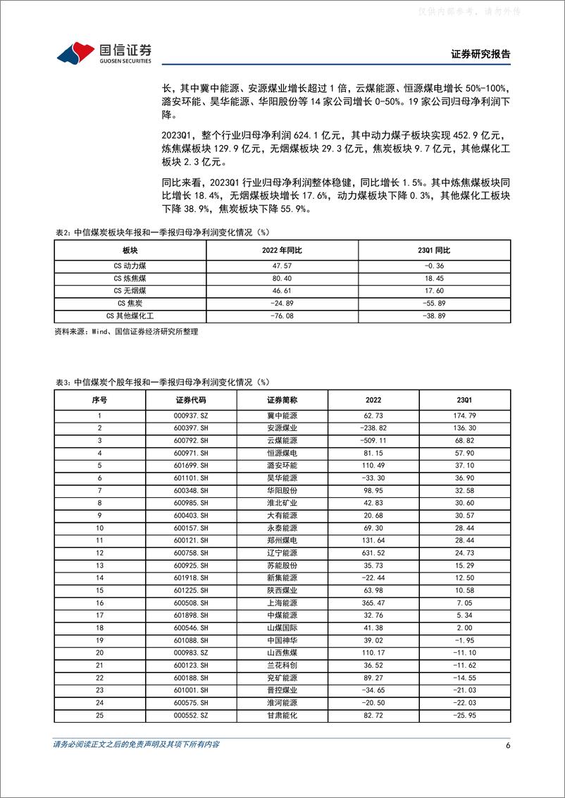 《国信证券-煤炭行业2022年及2023年一季度业绩综述：业绩稳健，煤价承压，布局长协煤为主的公司-230506》 - 第6页预览图