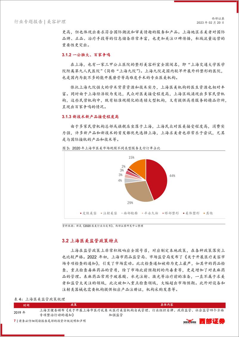 《美容护理行业七城市医美特点及监管政策梳理：因地制宜打造美丽行业，监管趋严保证合规高增-20230220-西部证券-18页》 - 第8页预览图