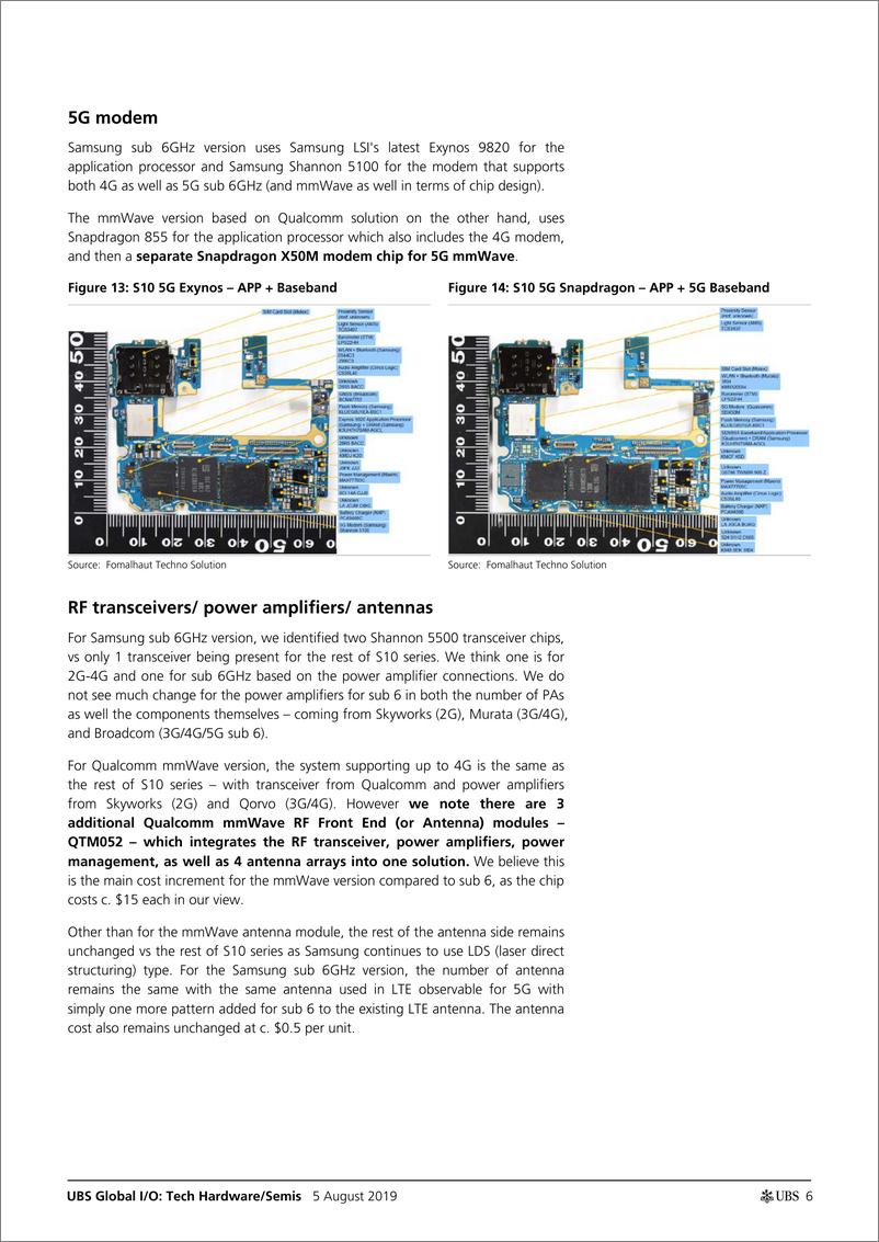 《瑞银-全球-科技行业-科技硬件与半导体：Galaxy S10 5G的拆装说明了存在的挑战与机会-2019.8.5-28页》 - 第7页预览图