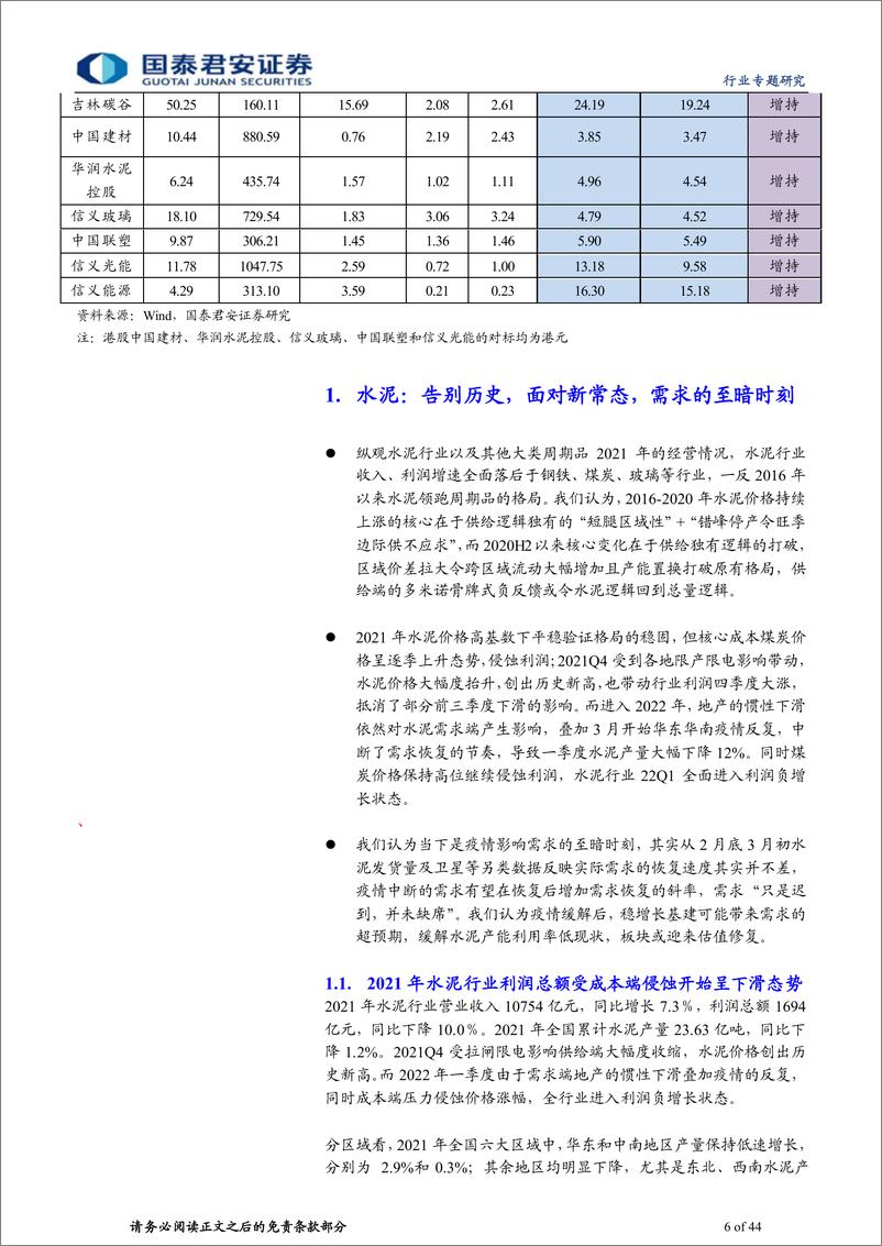 《建材行业AH建材龙头2021年年报及2022年一季报总结：砥砺前行，机会在“优等生”-20220509-国泰君安-44页》 - 第7页预览图