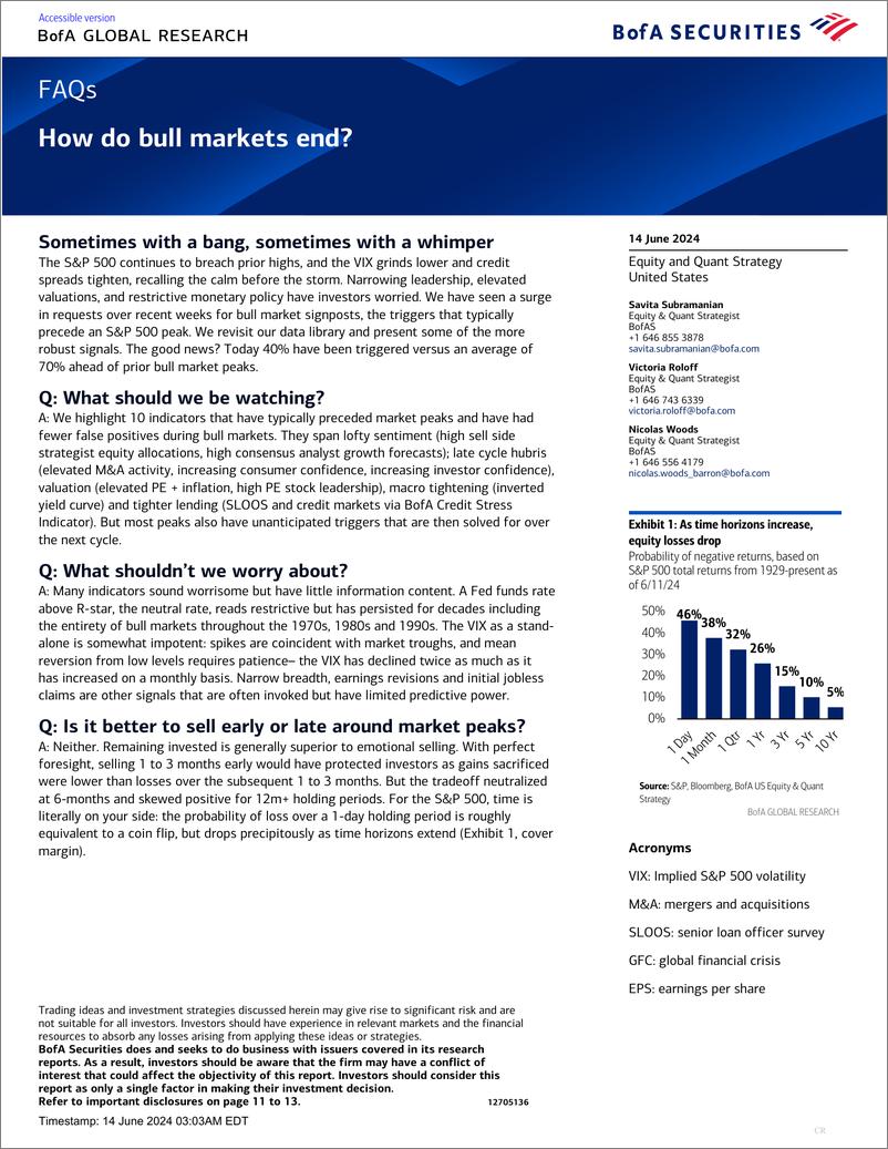 《BofA Global Research-FAQs How do bull markets end》 - 第1页预览图