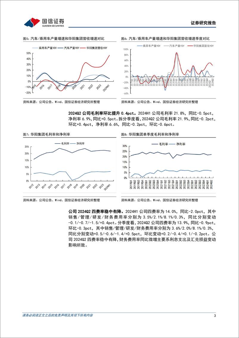 《华阳集团(002906)单二季度净利润同比增长39%25，汽车电子和精密压铸持续放量-240821-国信证券-16页》 - 第3页预览图