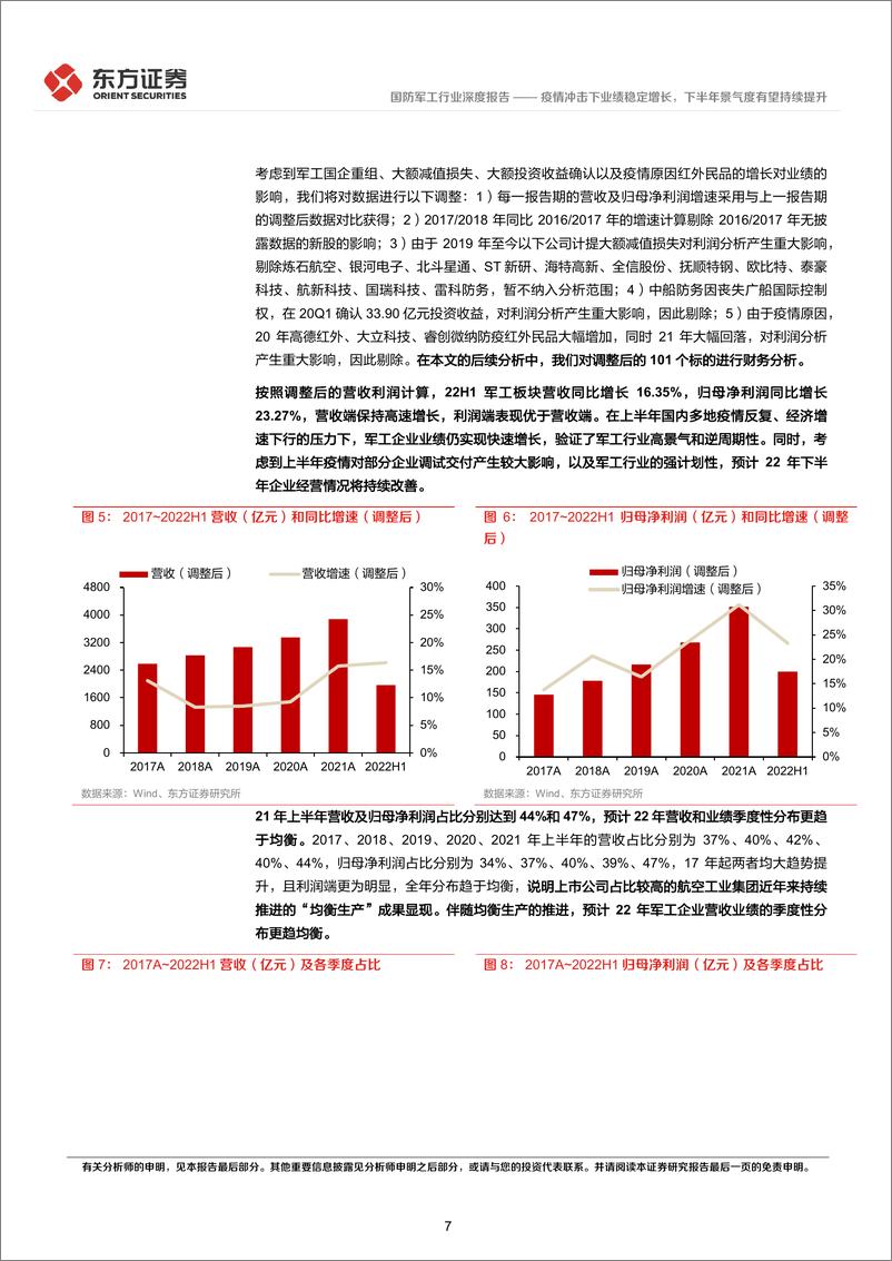 《国防军工行业22年半年报财务分析：疫情冲击下业绩稳定增长，下半年景气度有望持续提升-20220909-东方证券-28页》 - 第8页预览图