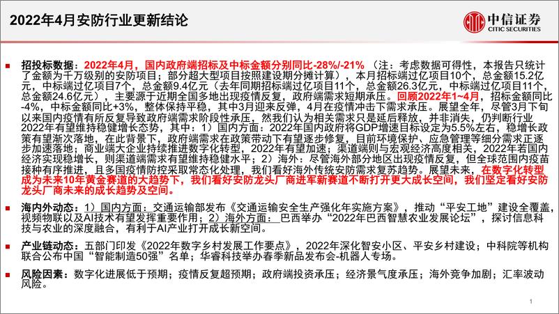 《安防行业深度追踪系列第39期（2022年04月）：4月疫情反复导致政府端需求承压，华睿科技举办春季新品发布会-20220513-中信证券-19页》 - 第3页预览图