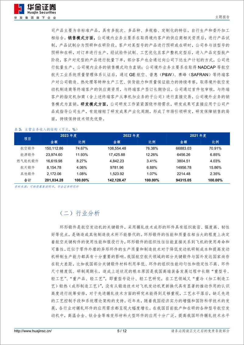 《航宇转债(118050.SH)申购分析：国内航空发动机环形锻件主研制单位之一-240820-华金证券-12页》 - 第5页预览图