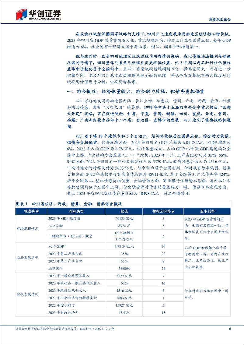 《【债券深度报告】城投全景系列报告-四川：成渝双城经济圈战略下的西南核心增长极-240325-华创证券-50页》 - 第6页预览图