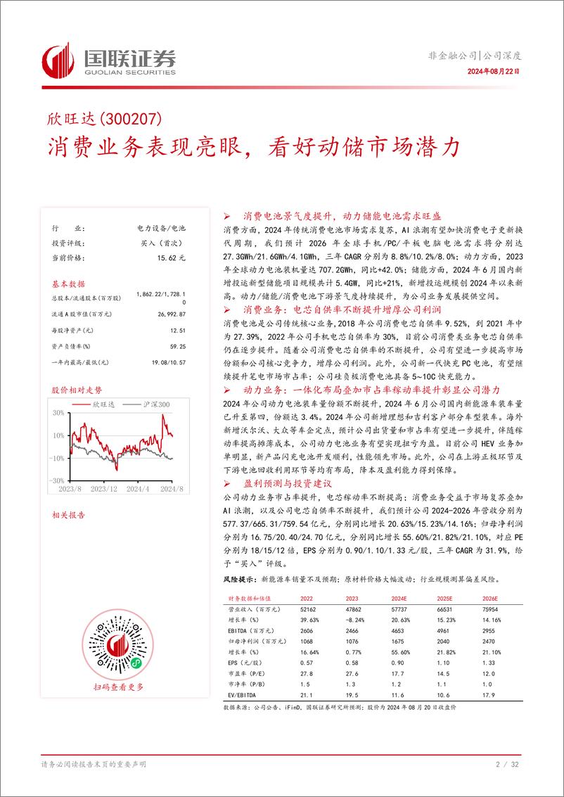 《欣旺达(300207)消费业务表现亮眼，看好动储市场潜力-240822-国联证券-33页》 - 第3页预览图