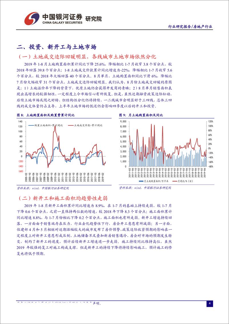 《房地产行业国家统计局8月份行业数据跟踪：销售韧性较强，融资环境有望边际回暖-20190917-银河证券-11页》 - 第6页预览图