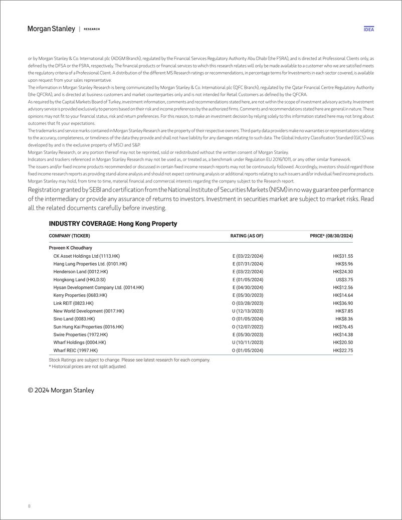 《Morgan Stanley-Hong Kong Property July-24 Hong Kong Retail Sales Show More...-110127801》 - 第8页预览图