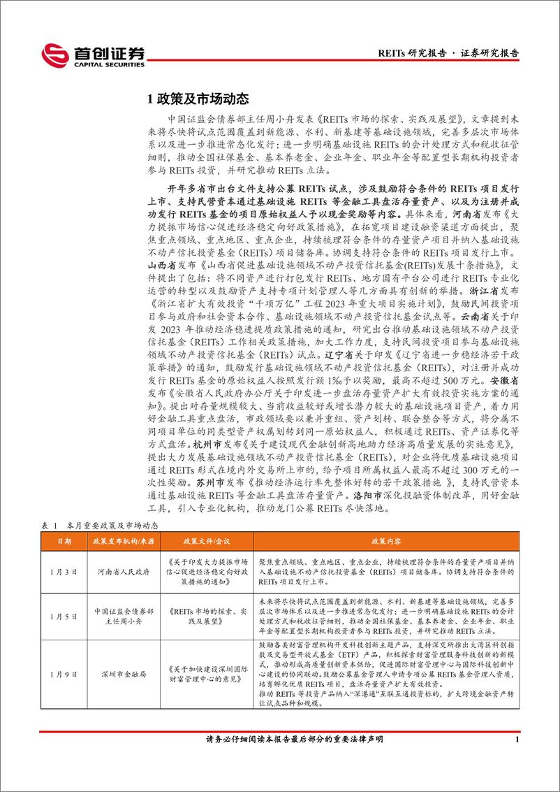 《公募REITs（1月）月报：多省市推动REITs试点，春节后板块行情复苏-20230210-首创证券-15页》 - 第4页预览图