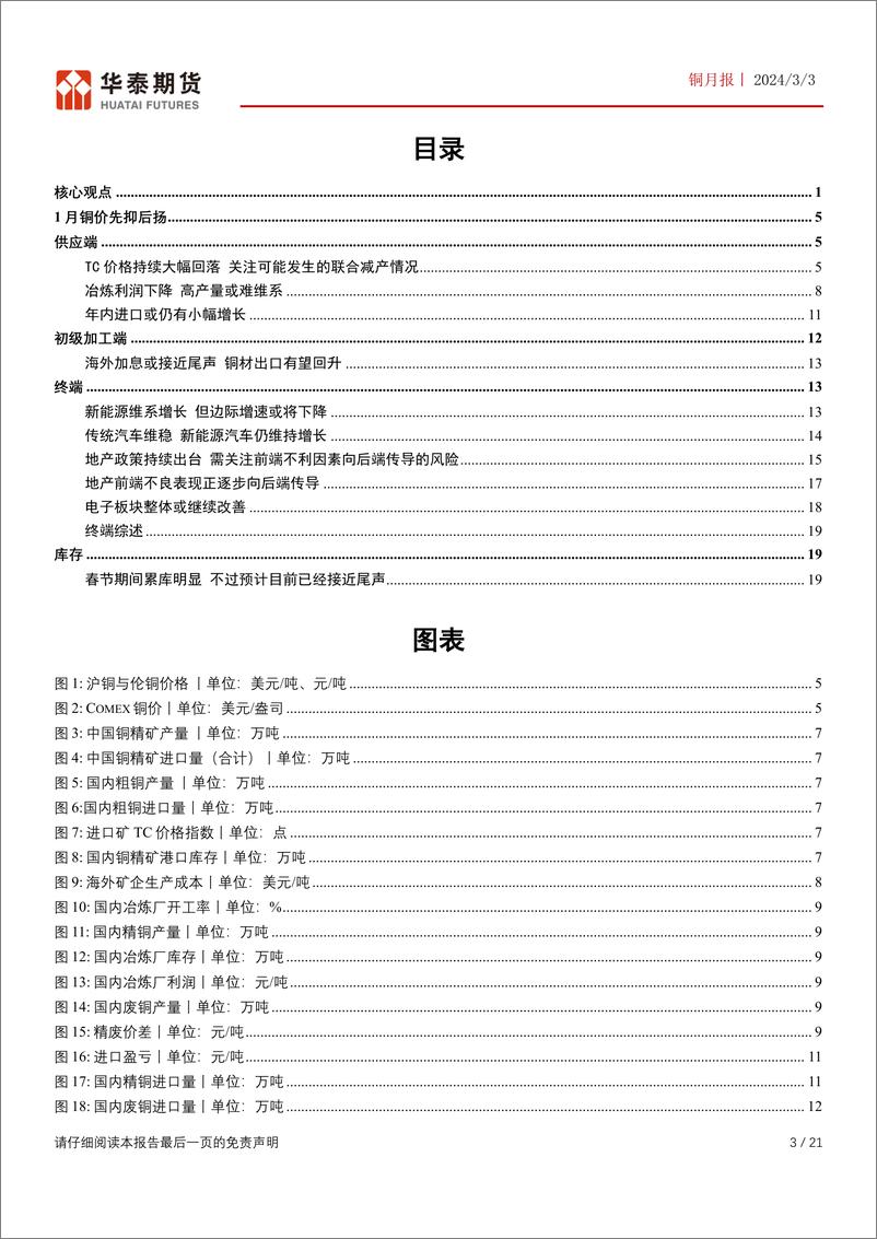 《铜月报：TC价格降至极低水平 供应端存较大隐患-20240303-华泰期货-21页》 - 第3页预览图